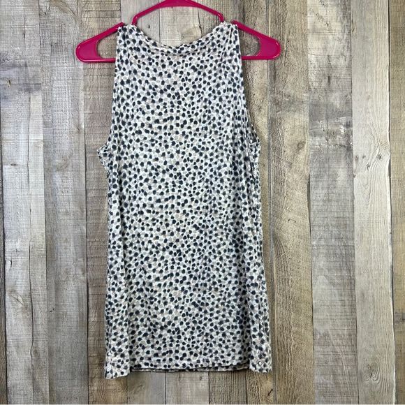 Ann Taylor Size Medium Black & Tan Animal Print Tank Top w/Clear Sequins - Picture 2 of 8